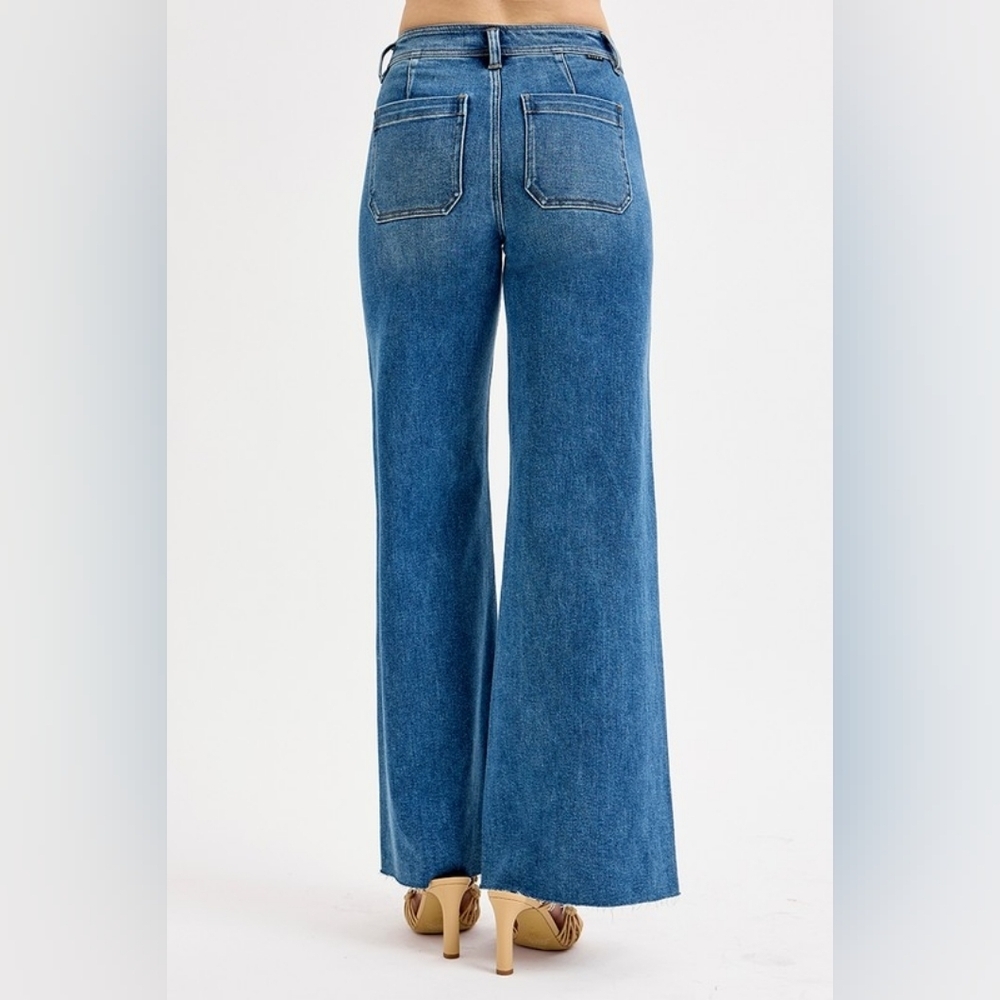 RISEN HR Dark Wash Classic Wide Leg Denim Jeans Stretch Palazzo Various NEW - Picture 10 of 11